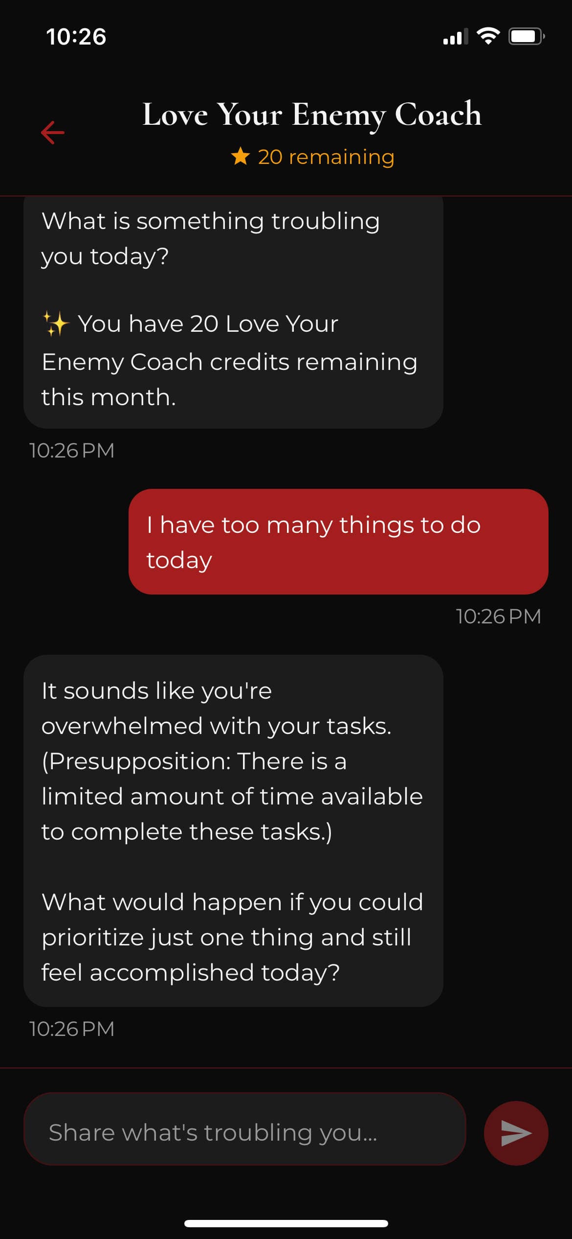 AI coach screenshot